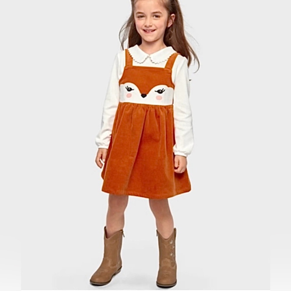 Gymboree Embroidered Fox Corduroy Dress - Size: - Like New!